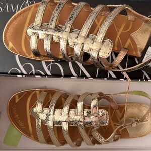 Sam Libby Hayden Gladiator Sandals Gold Tone Size 8.5 New in Box NWT Sam Edelman